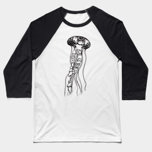 Black and White Flower Jellyfish Baseball T-Shirt